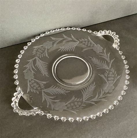 Imperial Glass Candlewick Etched Flowers Sandwich Plate Etsy