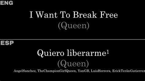It's strange but it's true i can't get over the way you love me like you do but i have to be sure when i walk out that door oh how i want to be free, baby oh how i want to be free, oh how i want to break free. I Want To Break Free (Queen) — Lyrics/Letra en Español e ...