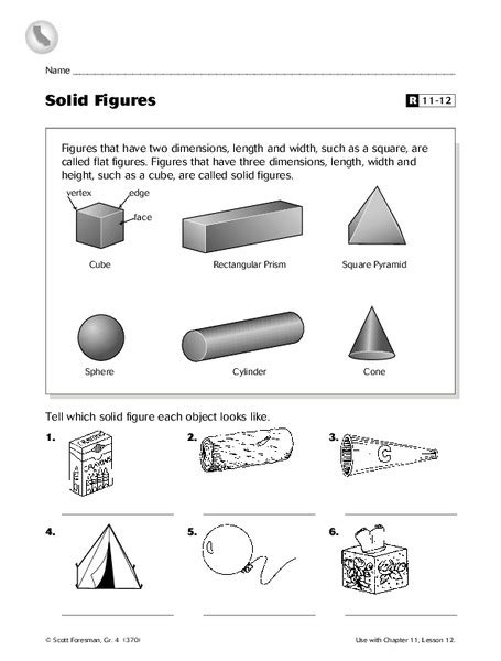 Solid Figures Worksheet For 5th Grade Lesson Planet