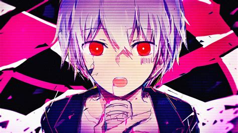Download 2560x1440 Anime Boy Glitch Red Eyes Face