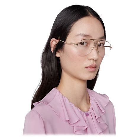 gucci navigator frame optical glasses gold gucci eyewear avvenice