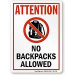 Allowed Sign Backpacks Attention Signs 1722 S2