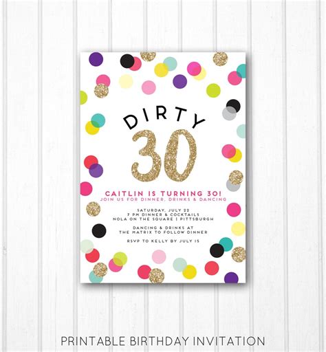 Dirty 30 Invitation Dirty Thirty Thirtieth Birthday Polka Etsy