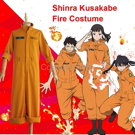 Anime Fire Force Cosplay Costume Shinra Kusakabe Jumpsuit Maki Oze