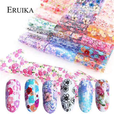 16pcs set mix flower holographic nail foil transfer nail sticker designs tools decal for polish