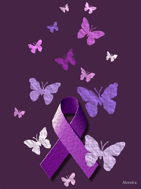 Purple Awareness Ribbon With Butterflies T Shirt By Alondra Redbubble