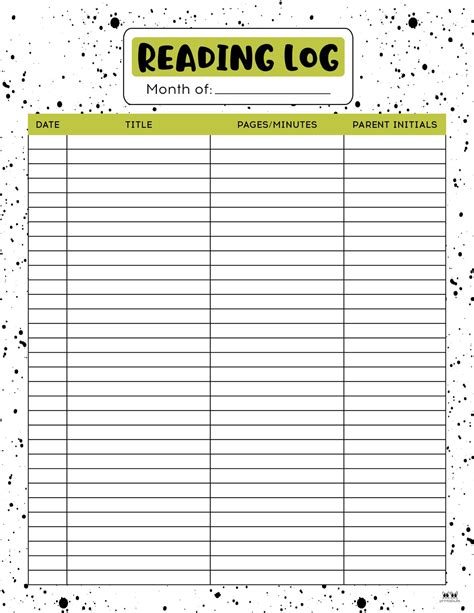 Reading Logs 21 Free Printables Printabulls