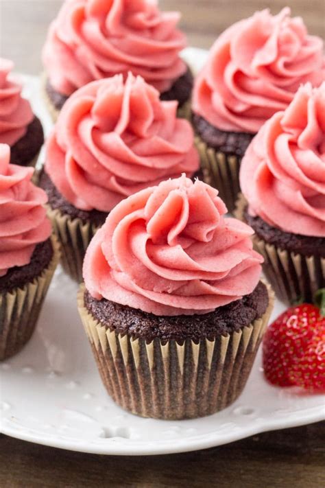 chocolate cupcakes with strawberry frosting oh sweet basil