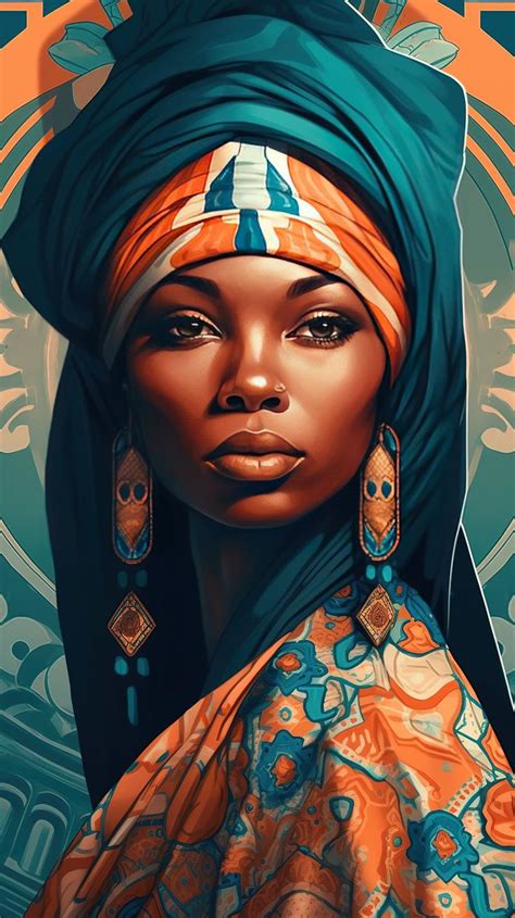 A Painting Of A Woman Wearing An African Headdress