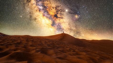 Hd Wallpaper Galaxy Milky Way Desert