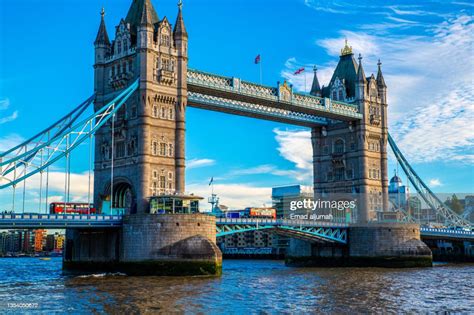 Iconic Tower Bridge Bascule Bridge London United Kingdom High Res Stock