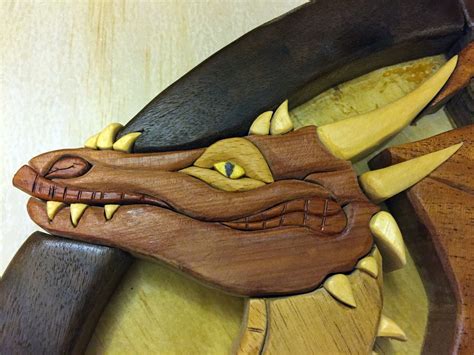 Intarsia Dragon Wood Art Wallhanging Etsy