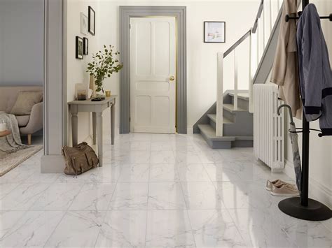 Elegance White Gloss Marble Effect Ceramic Floor Tile Pack Of L Mm W Mm