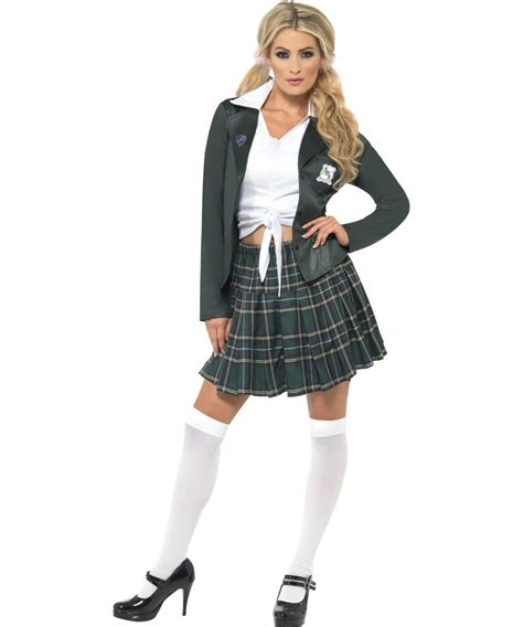 Preppy School Girl St Trinians Fancy Dress Ladies Costume Outfit Uk 8