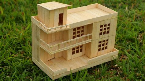 How To Make A Modern Popsicle Sticks House Very Easy Youtube