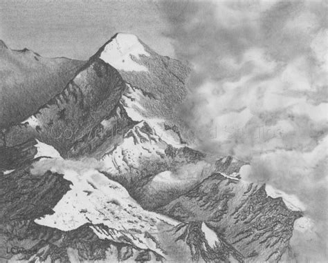 Charcol Mountain Range Landscape Pencil Drawings Mountain Landscape