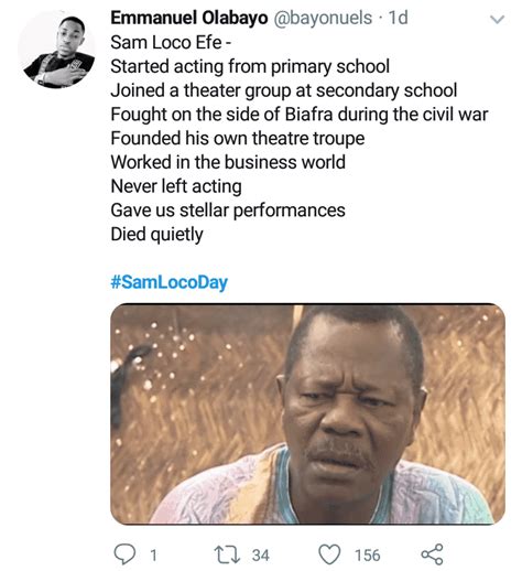 Statistics Research Nigerians Celebrate Nollywood Legend Sam Loco Efe