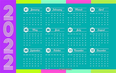 2022 Calendar Abstract Background Retro Art 2022 All Months