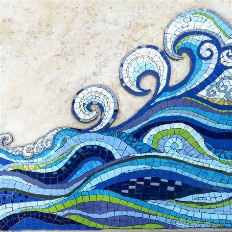 Sea Waves Mosaic Ocean Mosaic By Margalitmosaic Made For My Father S Gravestone Mosaic Waves