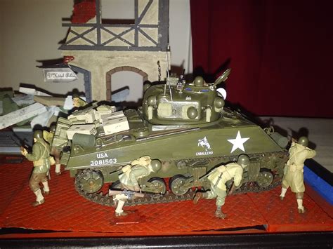 Th Scale Diorama Tamiya M Sherman Tank And US Infantry Resin Figures Dead German