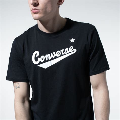 Converse T Shirt Center Front Logo Tee 10018235 A01 Schwarz 999