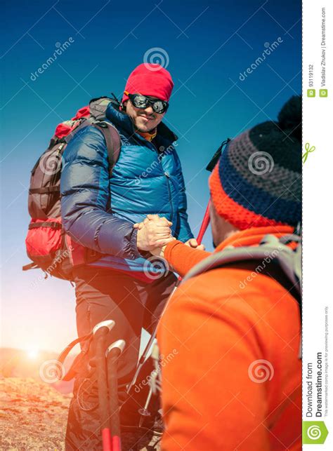 Two Climbers In The Mountains Stock Photo Image Of Hike Friendship