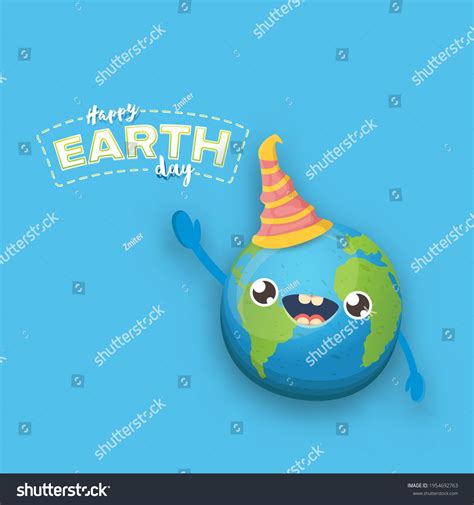 Cartoon Earth Day Horizontal Cute Smiling Stock Vector Royalty Free