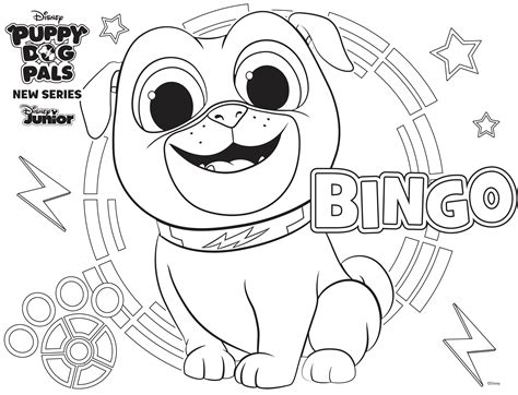 Coloring page with a cute dog. Bingo Coloring Page Family Activity | Disney Family