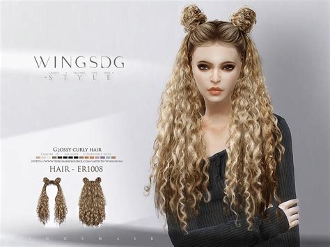 Curly Hair With Double Buns Er1008 The Sims 4 Catalog