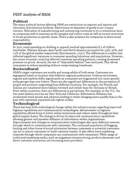Advantages and disadvantages of computers. Pest Analysis H&M | H&M | Fashion