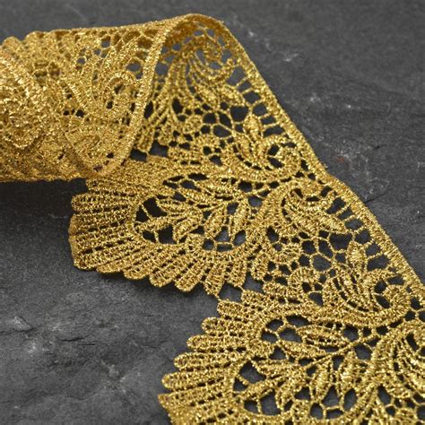 Metallic Gold Lace Trim For Bridal Costume Or Jewelry