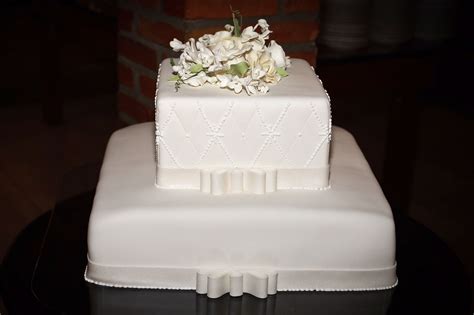 Plain White Square Wedding Cake