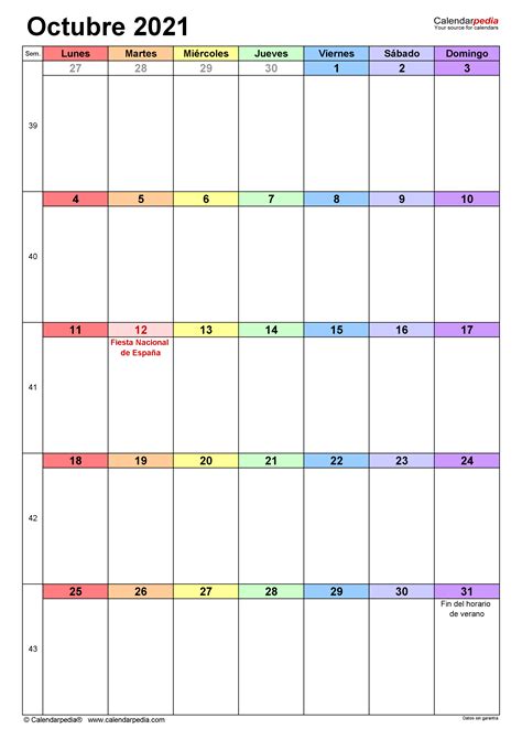 Calendario Octubre 2021 Calendarpedia