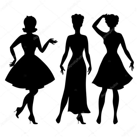 1950s Pin Up Girl Hairstyles Silhouettes Of Beautiful Pin Up Girls