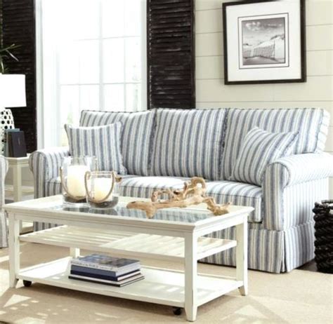 Striped Sofa Ideas For A Coastal Nautical And Beach Style Living Room