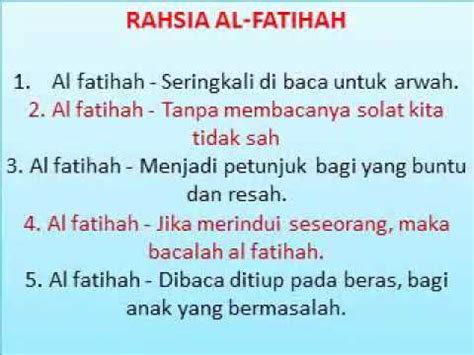 Banyak Kelebihan Surah Al Fatihah Youtube