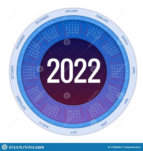 Round Calendar Planner For 2022 Calendar Template For 2022 Stock