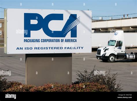 A logo sign outside of a facility occupied by Packaging Corporation of