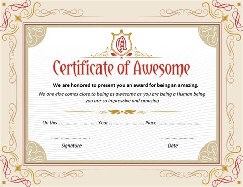Certificate Of Awesomeness Templates Word Templates For Free Download