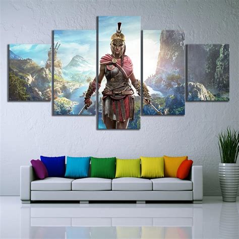 Assassins Creed Odyssey Woman Character Gaming 5 Panel Canvas Art