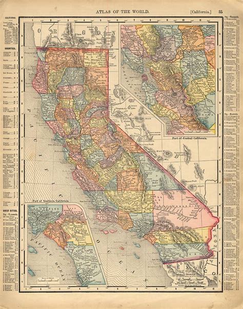 Cosmopolitan Rand Mcnally 1898 Map State Of California W San Francisco