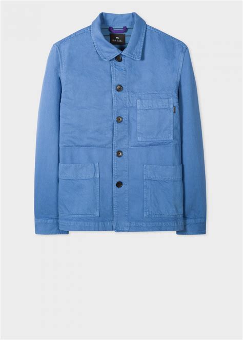 Paul Smith Washed Blue Organic Cotton Chore Jacket Blue Mens Coats