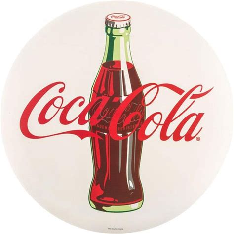 Coca Cola Round Metal Logo Sign Button Wit