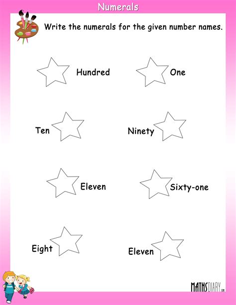Write Numerals For Given Number Names Math Worksheets