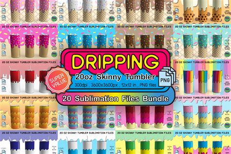 20oz Skinny Tumbler Dripping Bundle Bundle · Creative Fabrica