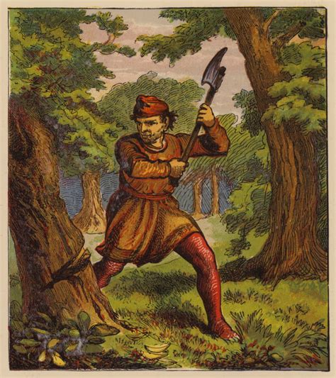 Aesops Fables The Trees And The Axe Colour Litho