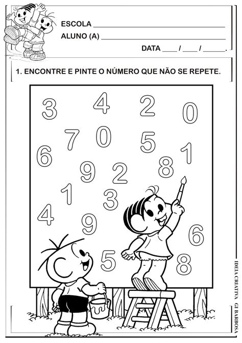 Atividade Matemática Educação Infantil Turma Da Mônica