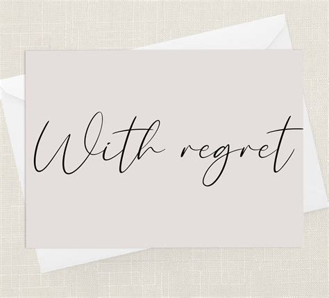 Wedding With Regret Decline Greetings Card With Envelope Etsy