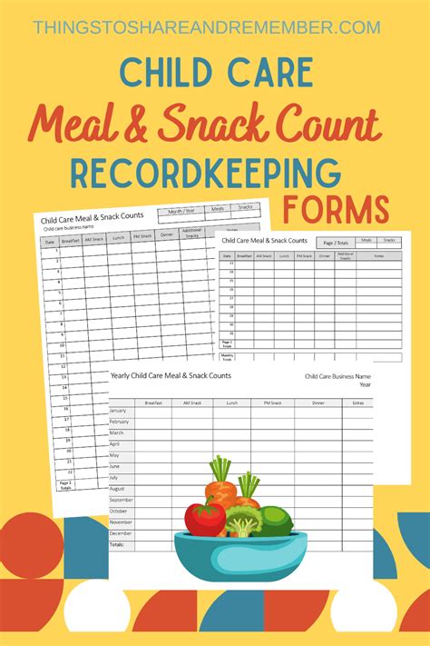 Child Care Meal And Snack Count Recordkeeping Forms Share And Remember