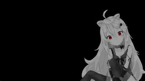 selective coloring black background dark background simple background anime girls cat girl cat